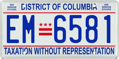 DC license plate EM6581