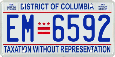 DC license plate EM6592