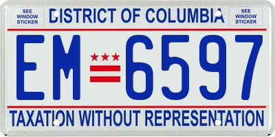 DC license plate EM6597