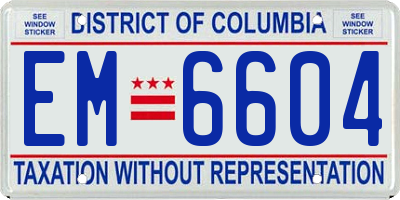 DC license plate EM6604