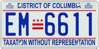 DC license plate EM6611