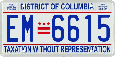 DC license plate EM6615
