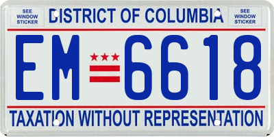 DC license plate EM6618