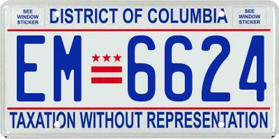 DC license plate EM6624