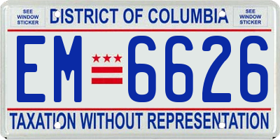 DC license plate EM6626