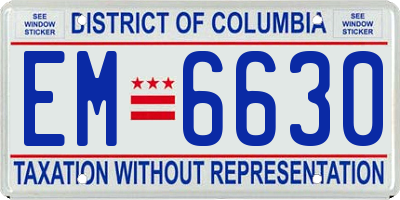 DC license plate EM6630