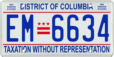 DC license plate EM6634