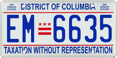 DC license plate EM6635