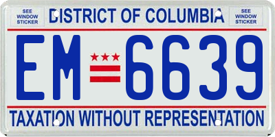 DC license plate EM6639