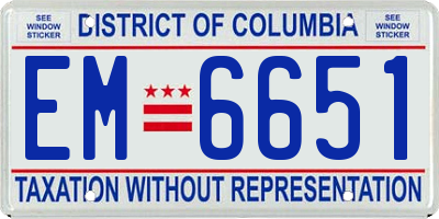 DC license plate EM6651
