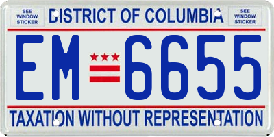 DC license plate EM6655