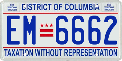 DC license plate EM6662