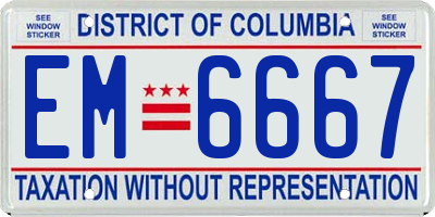 DC license plate EM6667