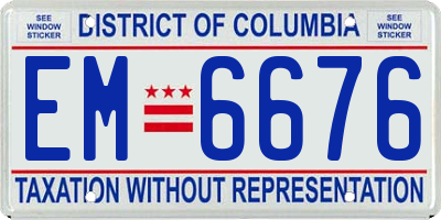 DC license plate EM6676