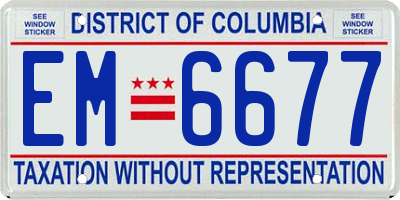 DC license plate EM6677