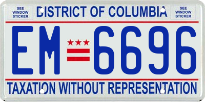 DC license plate EM6696