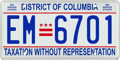 DC license plate EM6701