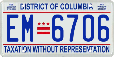DC license plate EM6706