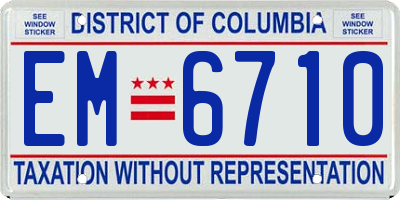 DC license plate EM6710