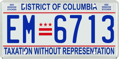 DC license plate EM6713