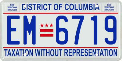 DC license plate EM6719