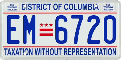 DC license plate EM6720