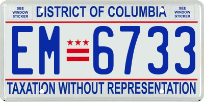 DC license plate EM6733