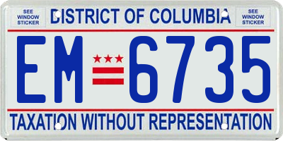 DC license plate EM6735