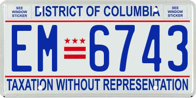 DC license plate EM6743
