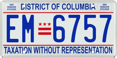 DC license plate EM6757