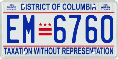 DC license plate EM6760