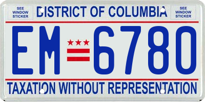 DC license plate EM6780