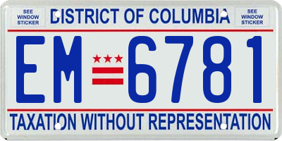 DC license plate EM6781