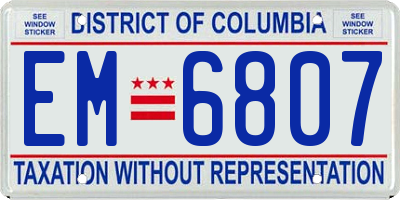 DC license plate EM6807