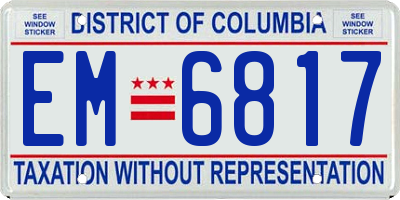 DC license plate EM6817