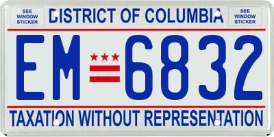 DC license plate EM6832