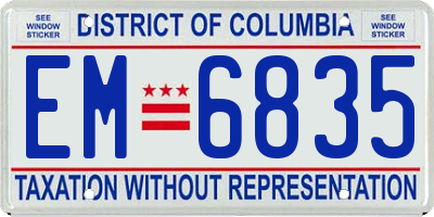 DC license plate EM6835