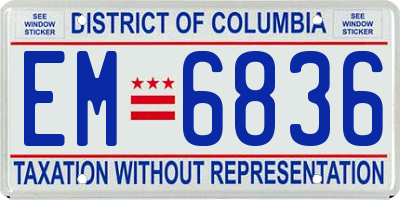 DC license plate EM6836