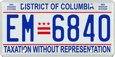 DC license plate EM6840