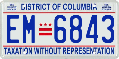 DC license plate EM6843