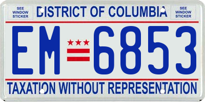 DC license plate EM6853