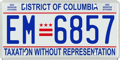 DC license plate EM6857