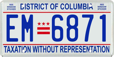 DC license plate EM6871
