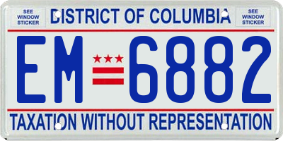 DC license plate EM6882