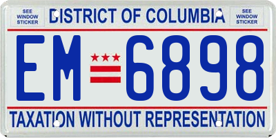 DC license plate EM6898