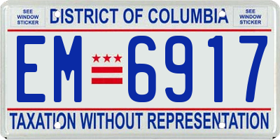 DC license plate EM6917