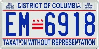 DC license plate EM6918