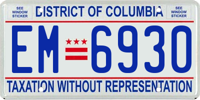 DC license plate EM6930