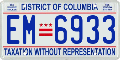 DC license plate EM6933