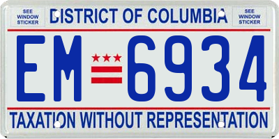 DC license plate EM6934
